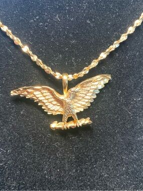 Gold Eagle Pendant Necklace - Gold Tone